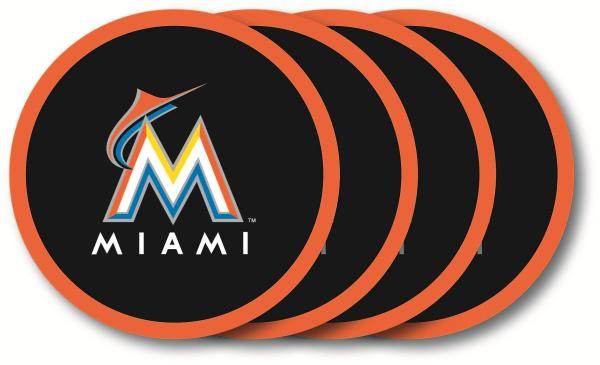 Miami Marlins Coaster Set 4 Pack Heavy Duty Vinyl Coasters - ToylandEU