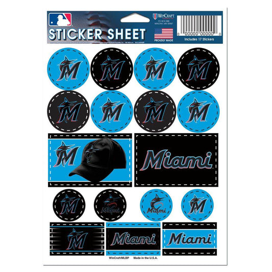 Miami Marlins Decal Sheet 5x7 Vinyl Sticker Pack Bundle - ToylandEU