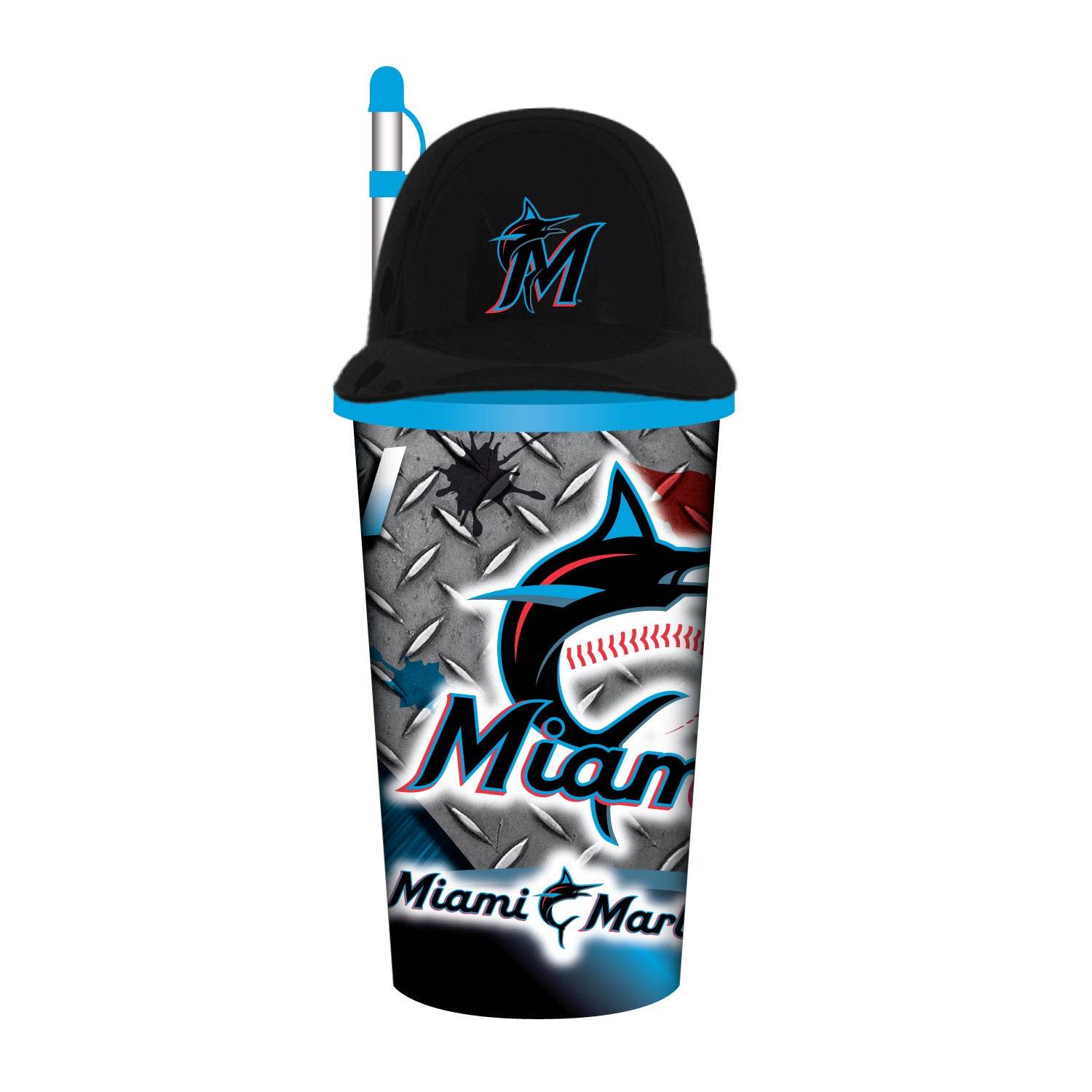 Miami Marlins Helmet Cup 32oz Plastic With Straw And Lid - ToylandEU