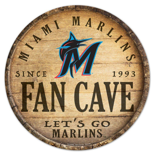 Miami Marlins Round Wood Sign 14 Inch Barrel Top Decor - ToylandEU