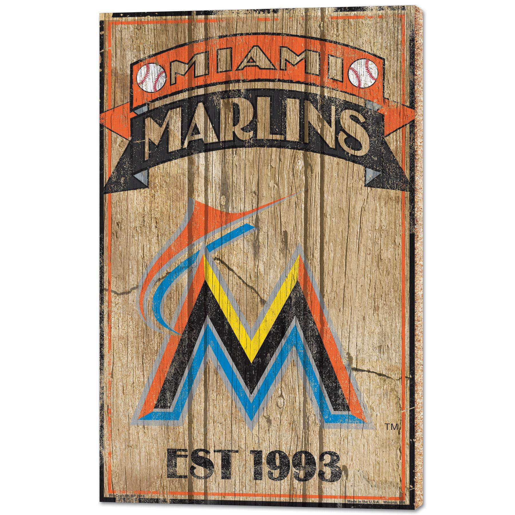 Miami Marlins Sign 15x24 Wood Established Plaque Display - ToylandEU