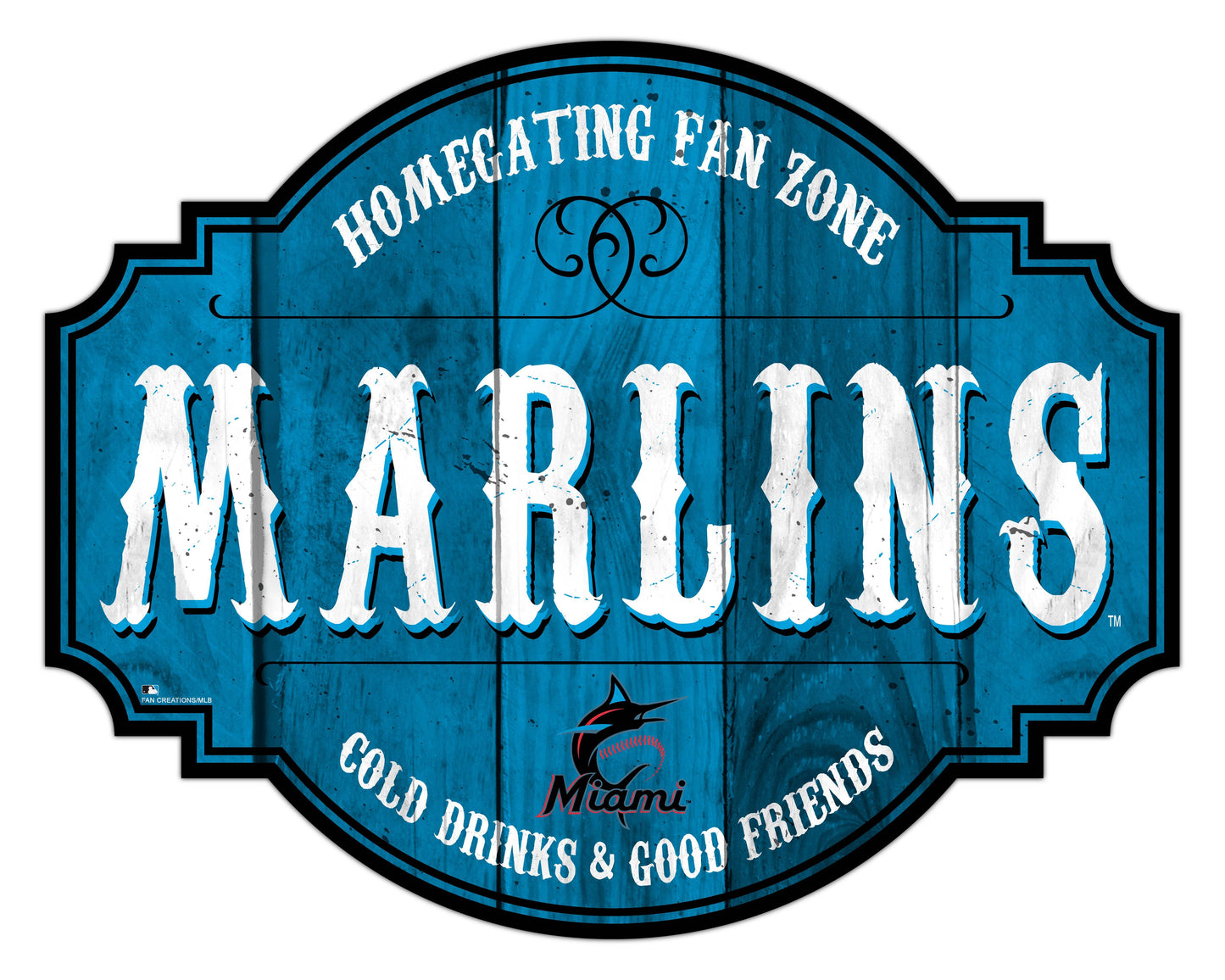 Miami Marlins Wood Sign 12 Inch Homegating Tavern Display - ToylandEU