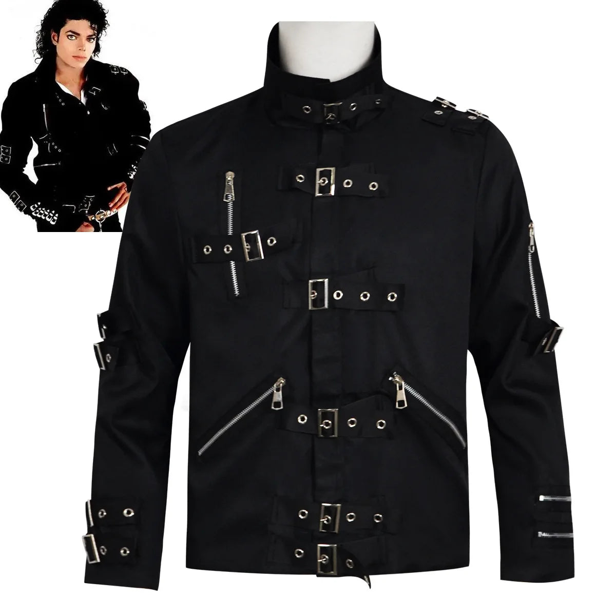 Authentic Michael Jackson BAD Jacket Cosplay for Men Slim Fit