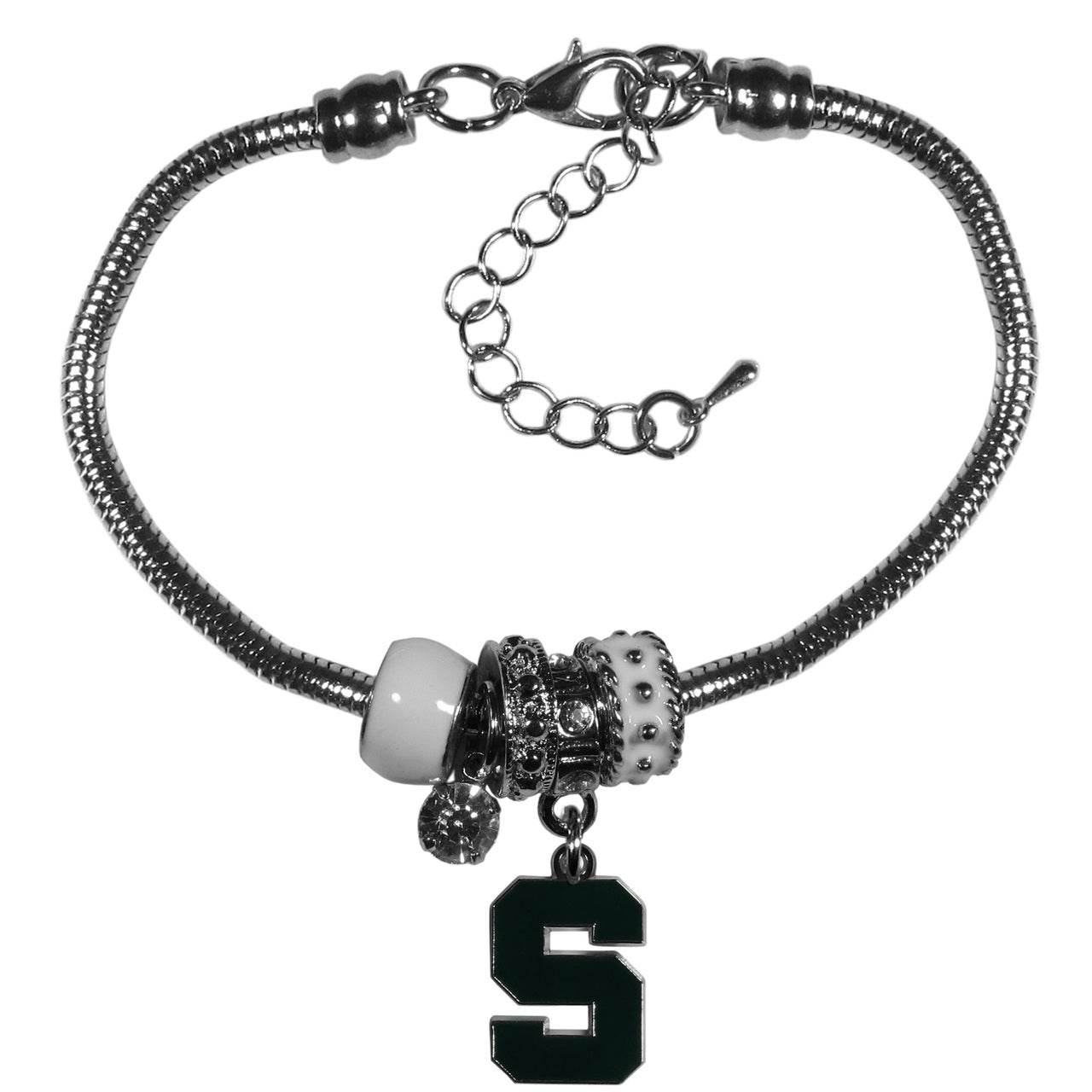 Michigan State Spartans Euro Bead Bracelet With Rhinestones - ToylandEU