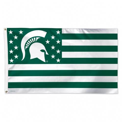 Michigan State Spartans Flag 3x5 Deluxe Stars And Stripes - ToylandEU