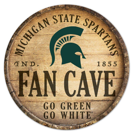 Michigan State Spartans Round Wood Sign 14 Inch Barrel Top - ToylandEU