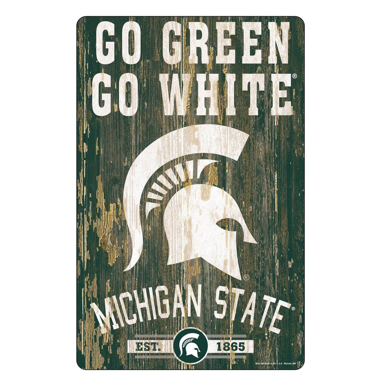 Michigan State Spartans Sign 11X17 Wood Slogan Design - ToylandEU