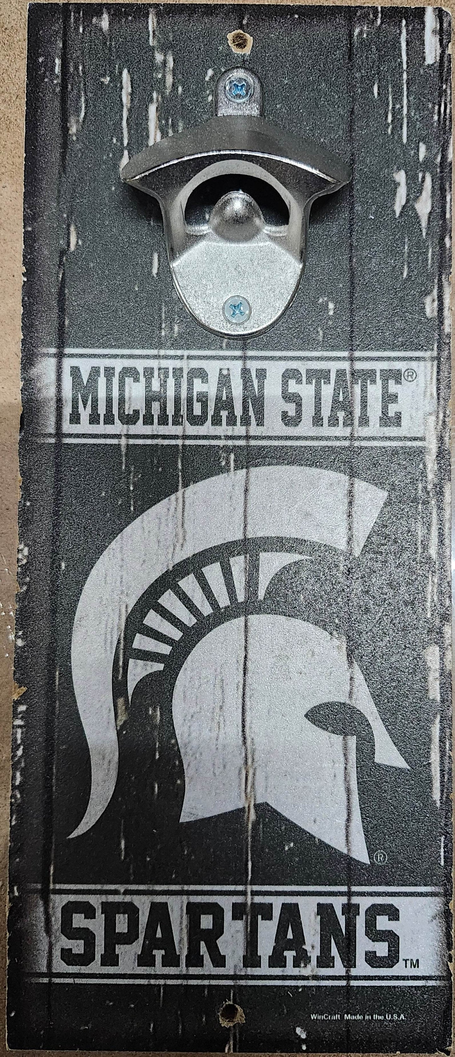 Michigan State Spartans Wood Sign Bottle Opener 5x11 Retro - ToylandEU