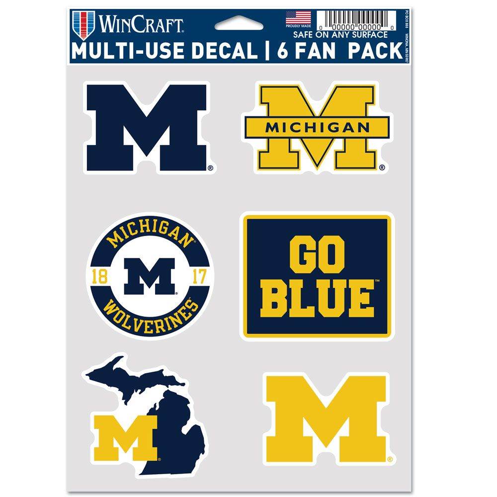 Michigan Wolverines 6 Pack Decals Multi Use Fan Set - ToylandEU