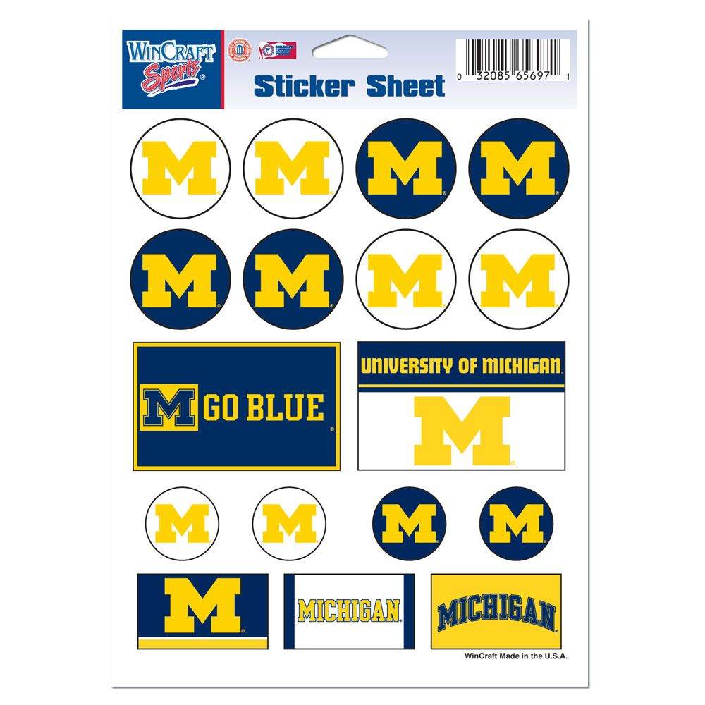 Michigan Wolverines Decal Sheet 5x7 Vinyl Sticker Pack - ToylandEU
