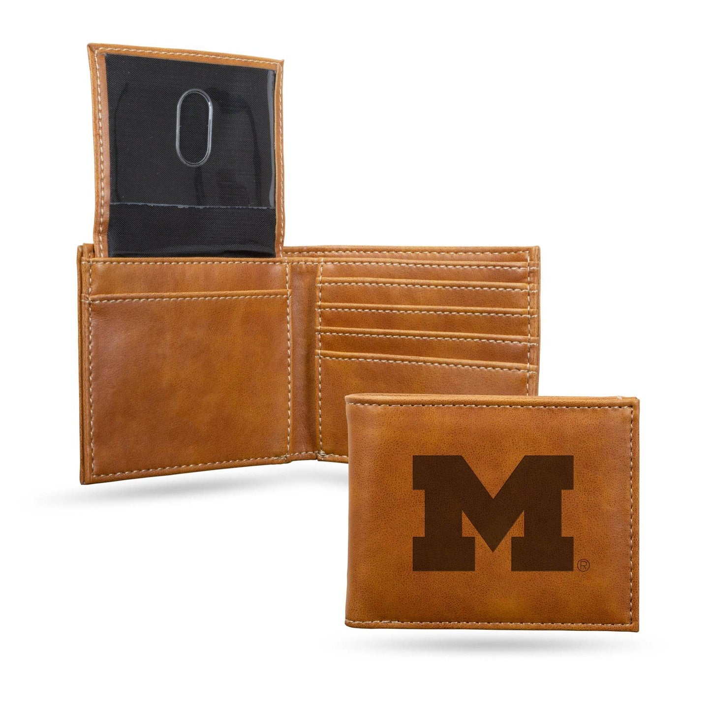 Michigan Wolverines Leather Wallet Billfold Laser Engraved - ToylandEU