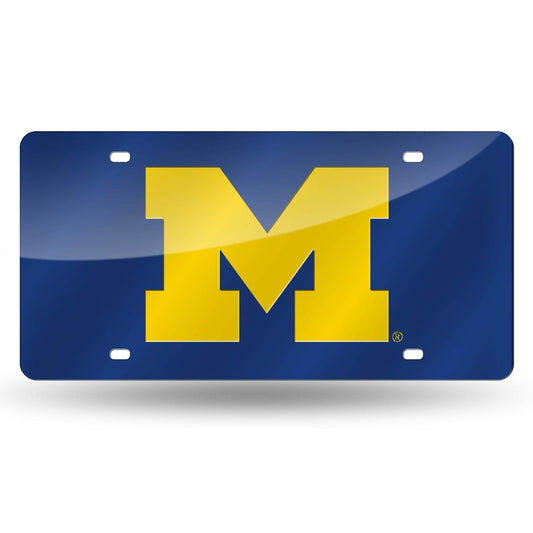 Michigan Wolverines License Plate Laser Cut Blue Emblem - ToylandEU