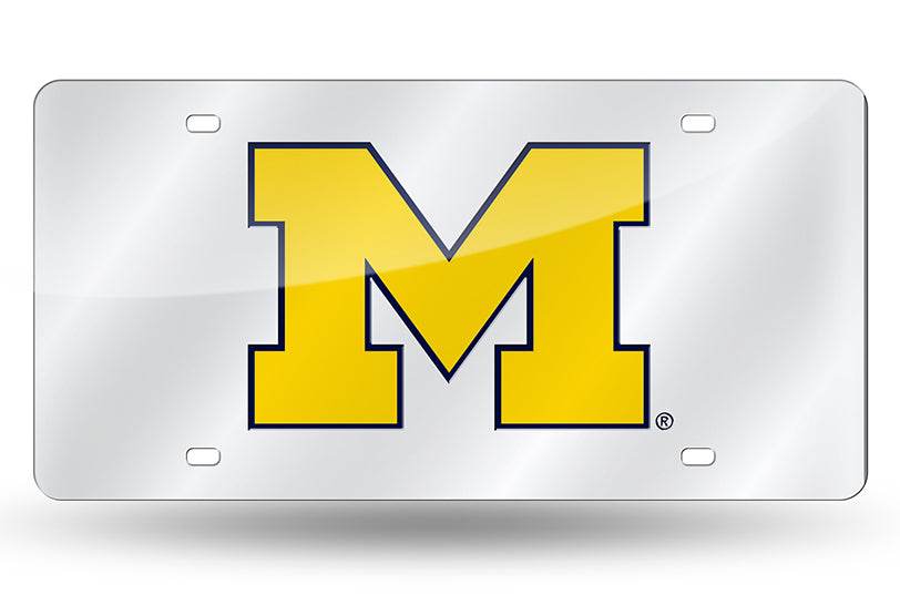 Michigan Wolverines License Plate Laser Cut Silver Mirror - ToylandEU