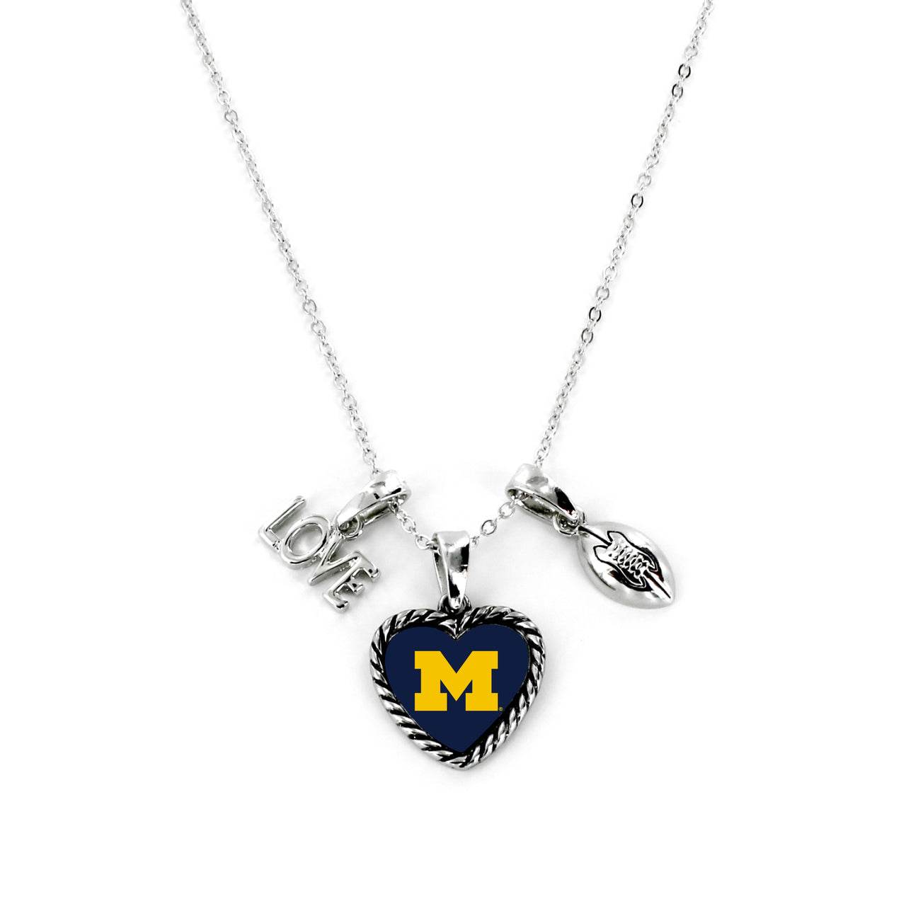 Michigan Wolverines Necklace Charmed Sport Love Football - ToylandEU