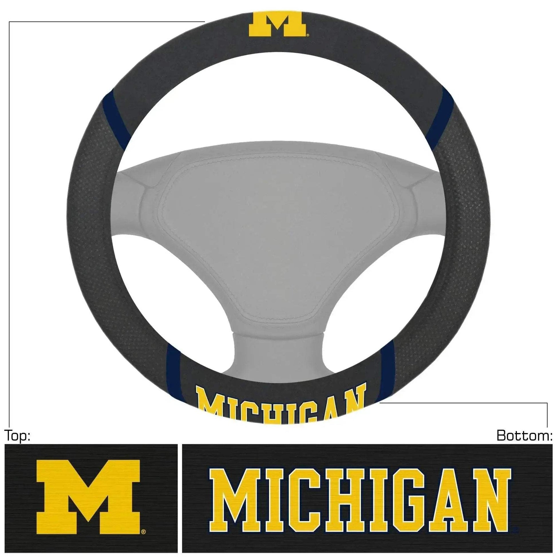 Michigan Wolverines Steering Wheel Cover Mesh And Stitching - ToylandEU