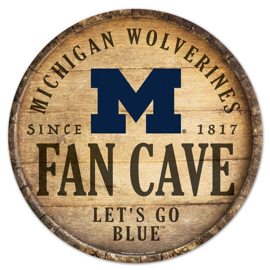 Michigan Wolverines Wood Round Barrel Top Sign 14 Inch - ToylandEU