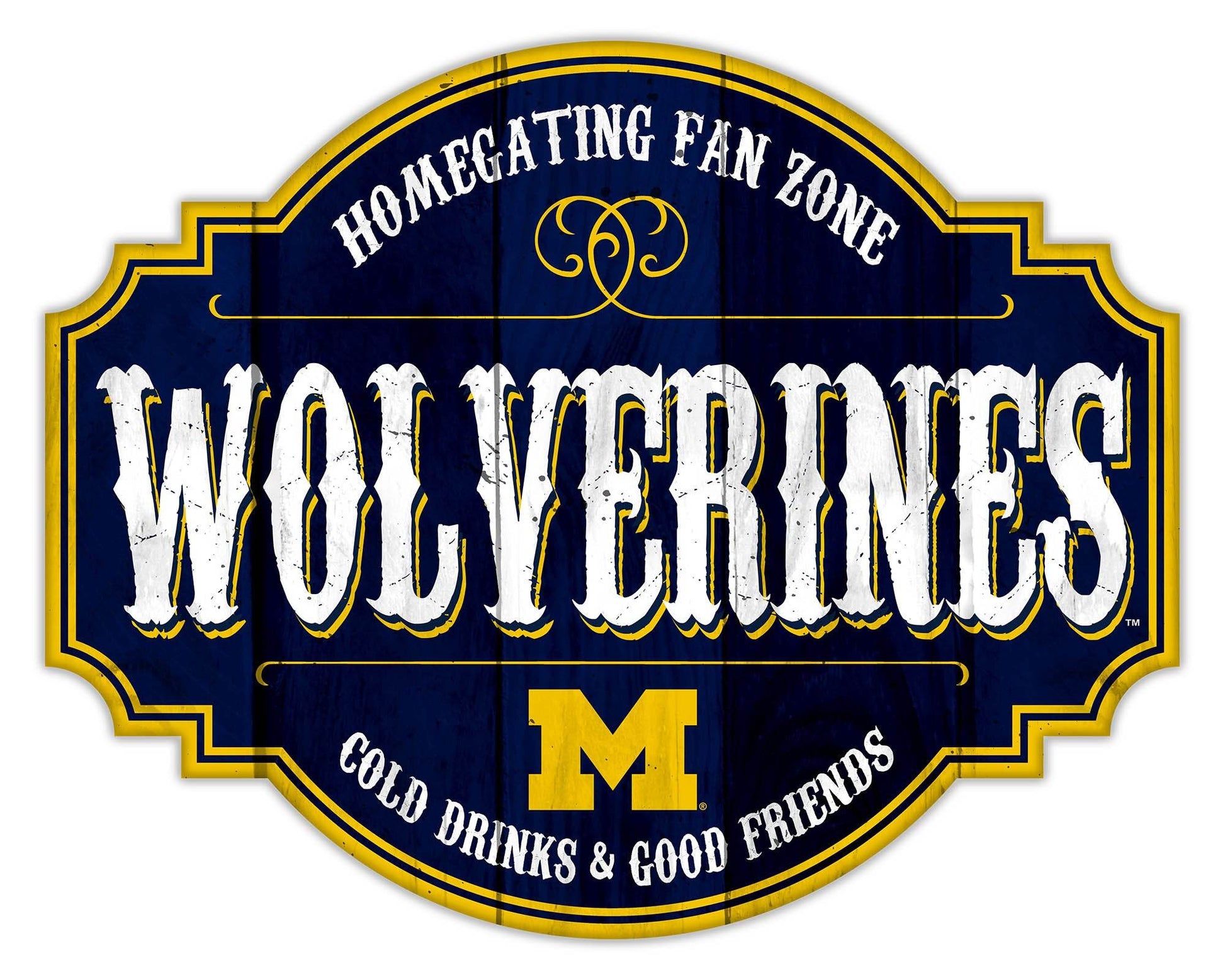 Michigan Wolverines Wood Sign 12 Inch Homegating Tavern - ToylandEU