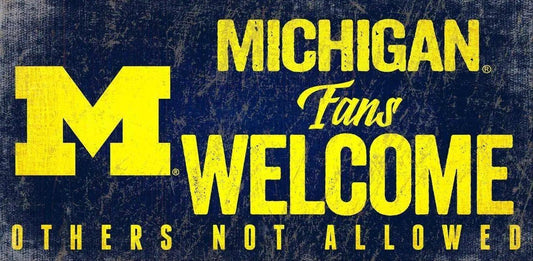  Michigan Wolverines Wood Sign Fans Welcome 12x6 Hanging -  ToylandEU™