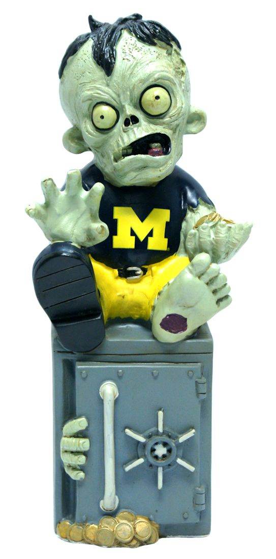 Michigan Wolverines Zombie Figurine Bank Resin Hand Painted - ToylandEU