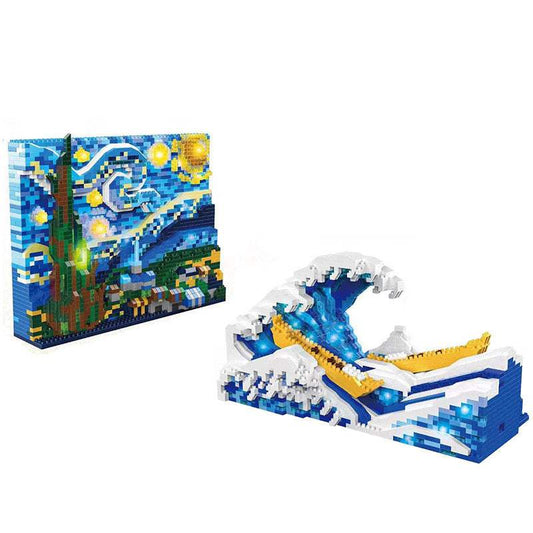 Micro-Particle Art Building Blocks | Kanagawa Wave, Starry Sky
