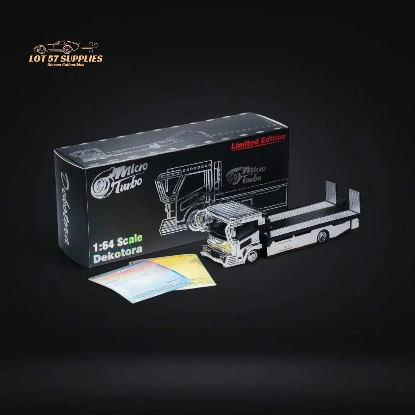 MicroTurbo Dekotora Flatbed Tow Truck With Stickers 1:64 - ToylandEU