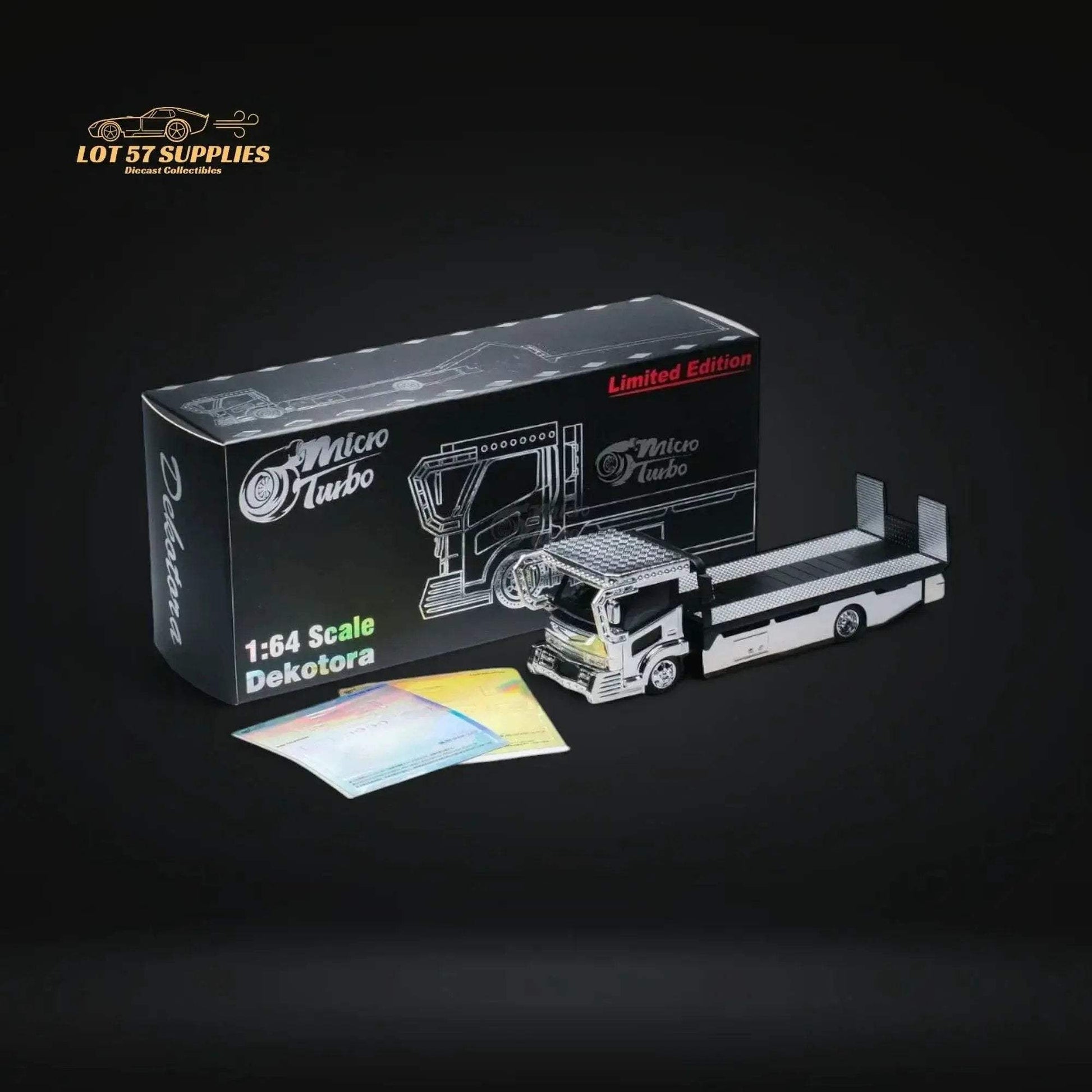 MicroTurbo Dekotora Flatbed Tow Truck With Stickers 1:64 - ToylandEU