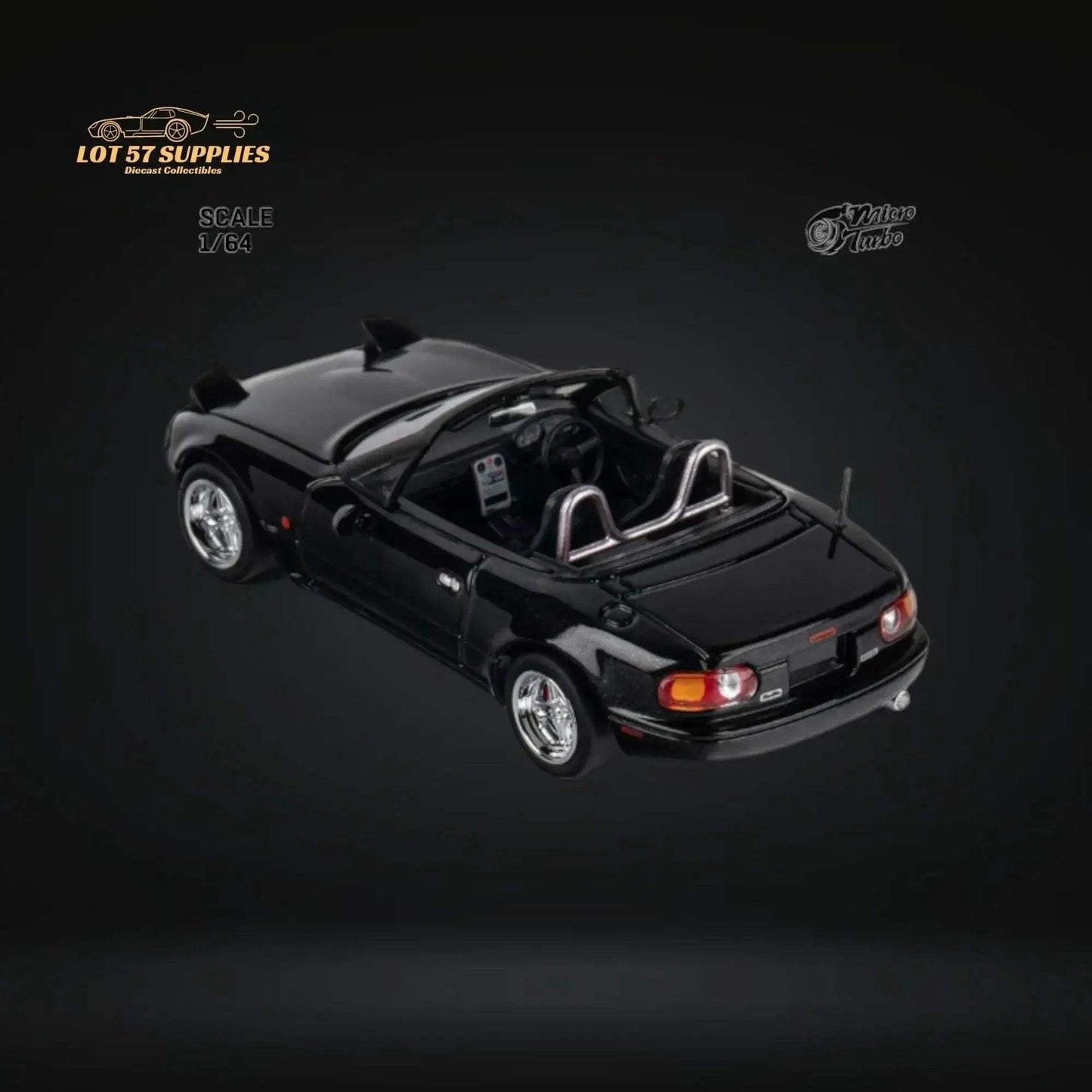 MicroTurbo Eunos Roadster MX-5 Customized Metallic Black 1:64 Limited to 1,000 Pcs - ToylandEU