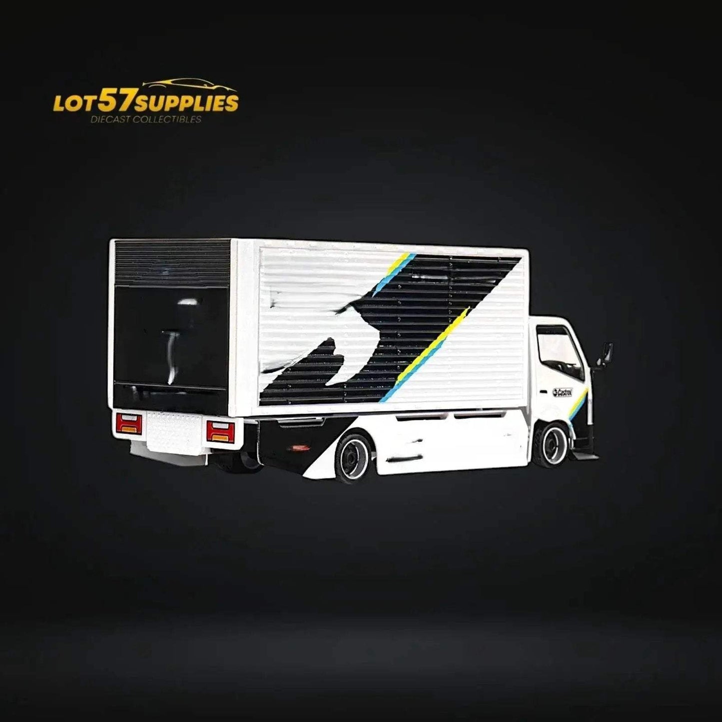 MicroTurbo HINO 300 Custom Box Truck White - Black Livery 1:64 - ToylandEU
