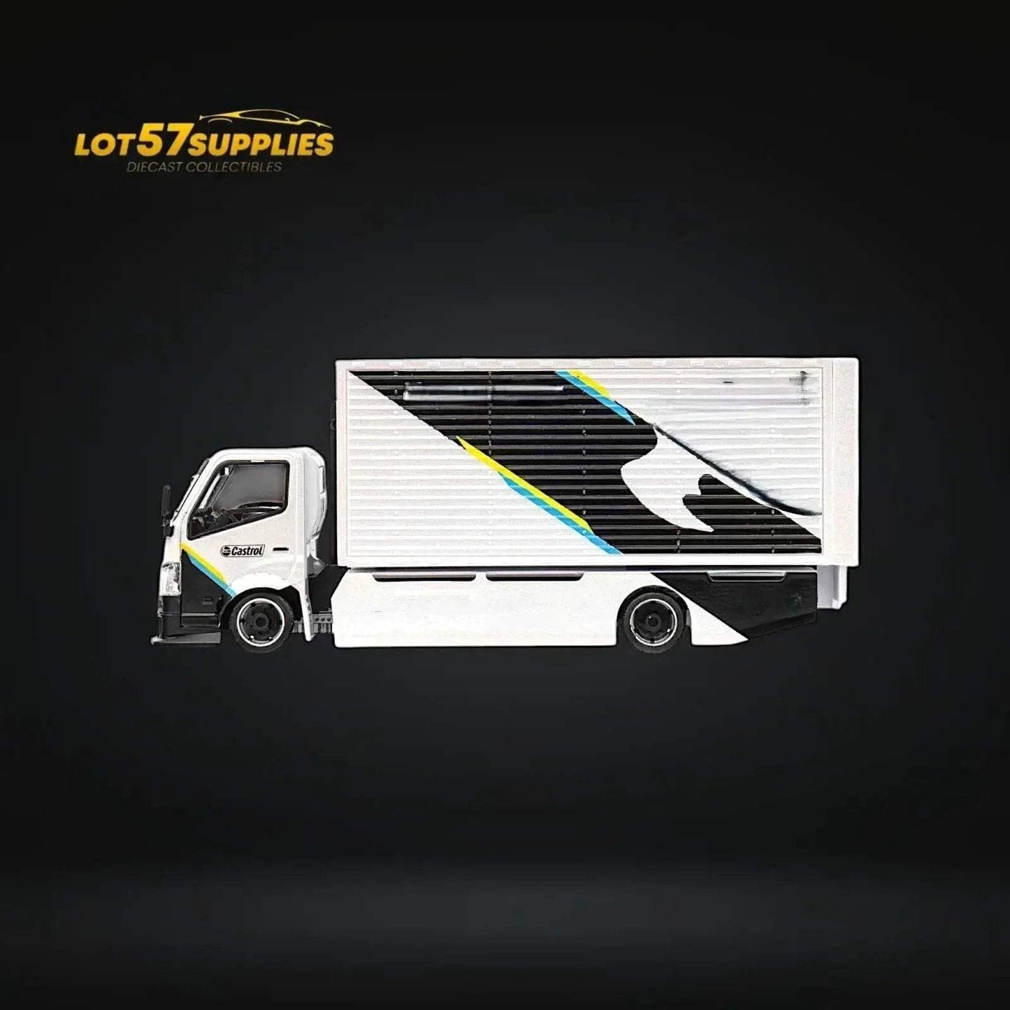 MicroTurbo HINO 300 Custom Box Truck White - Black Livery 1:64 - ToylandEU