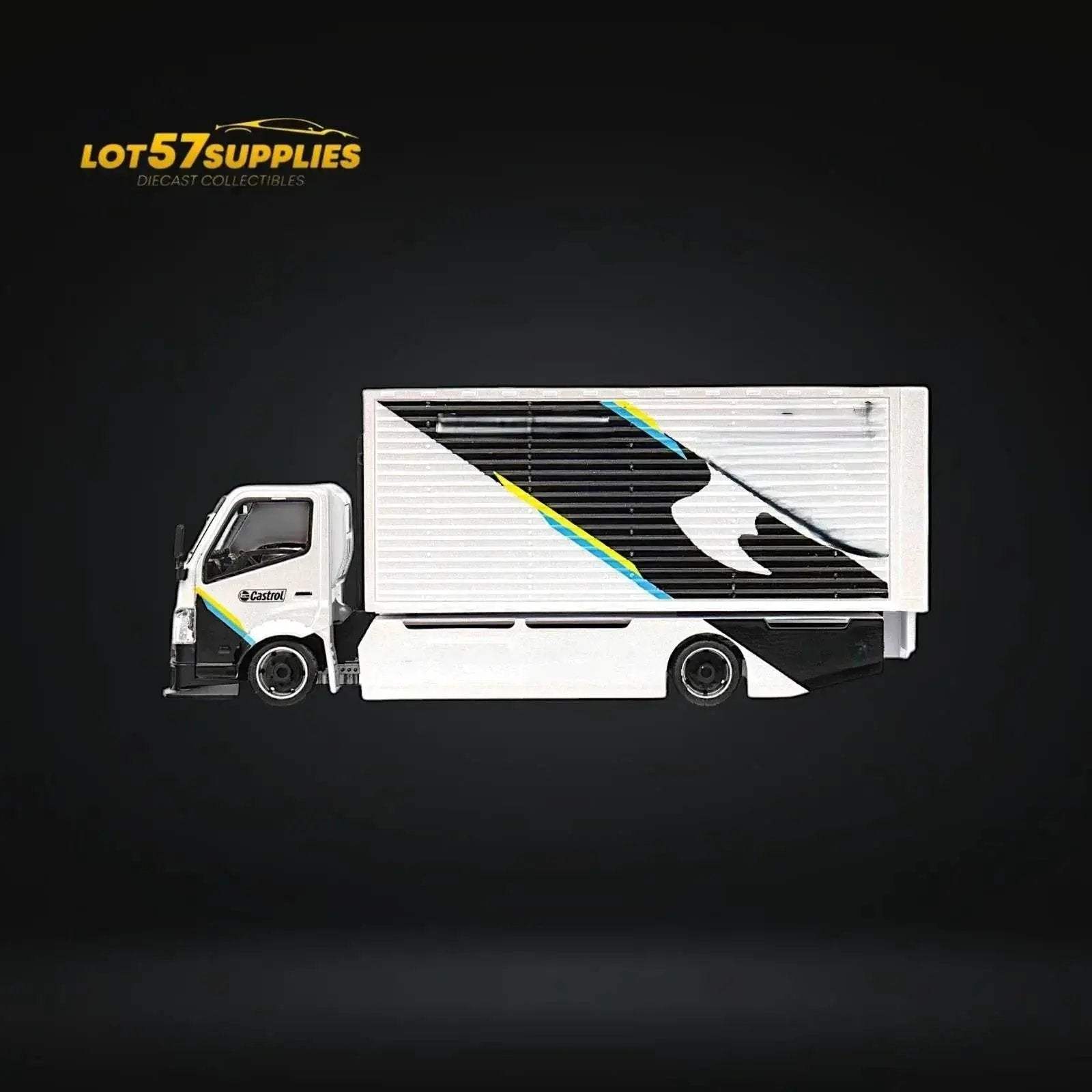 MicroTurbo HINO 300 Custom Box Truck White - Black Livery 1:64 - ToylandEU