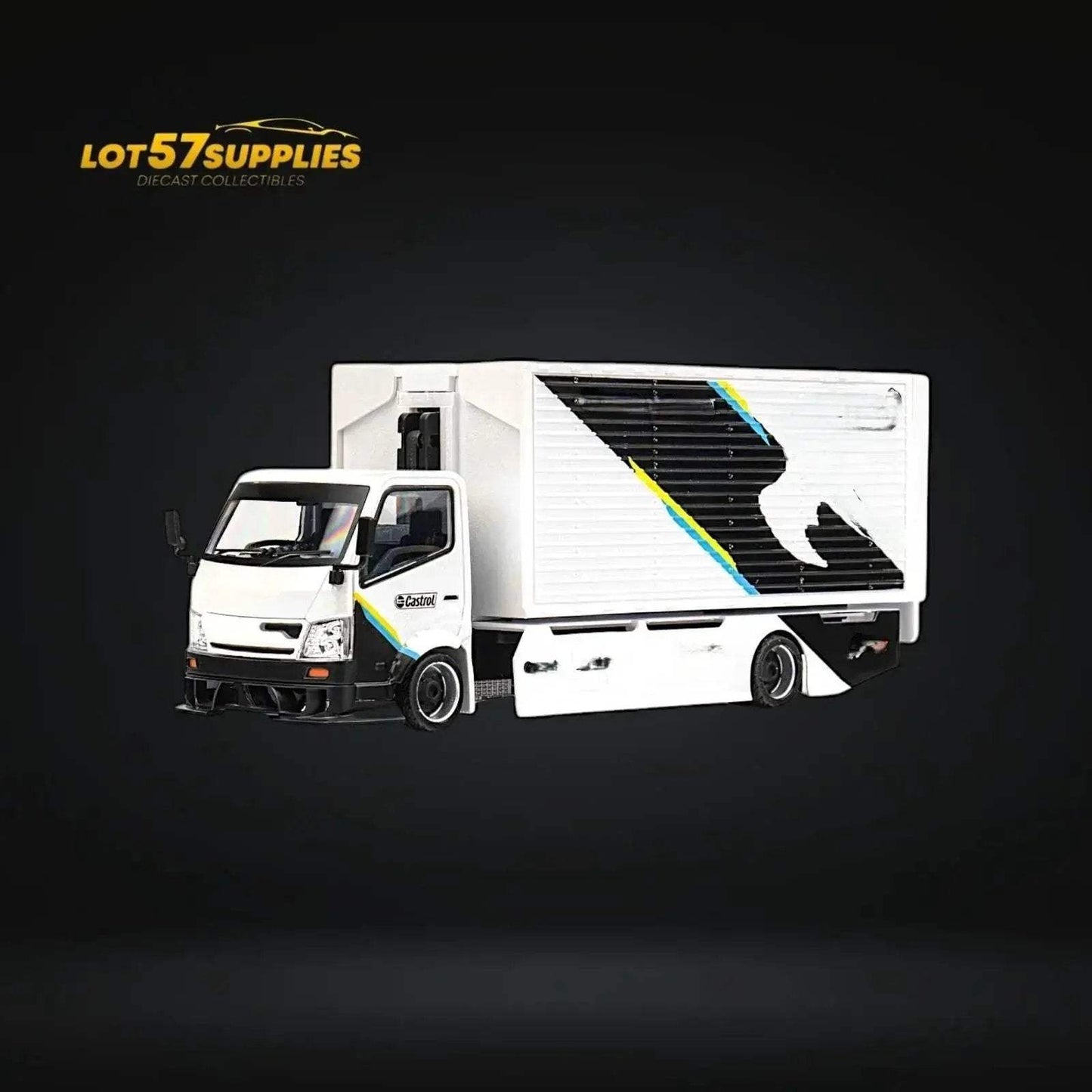 MicroTurbo HINO 300 Custom Box Truck White - Black Livery 1:64 - ToylandEU