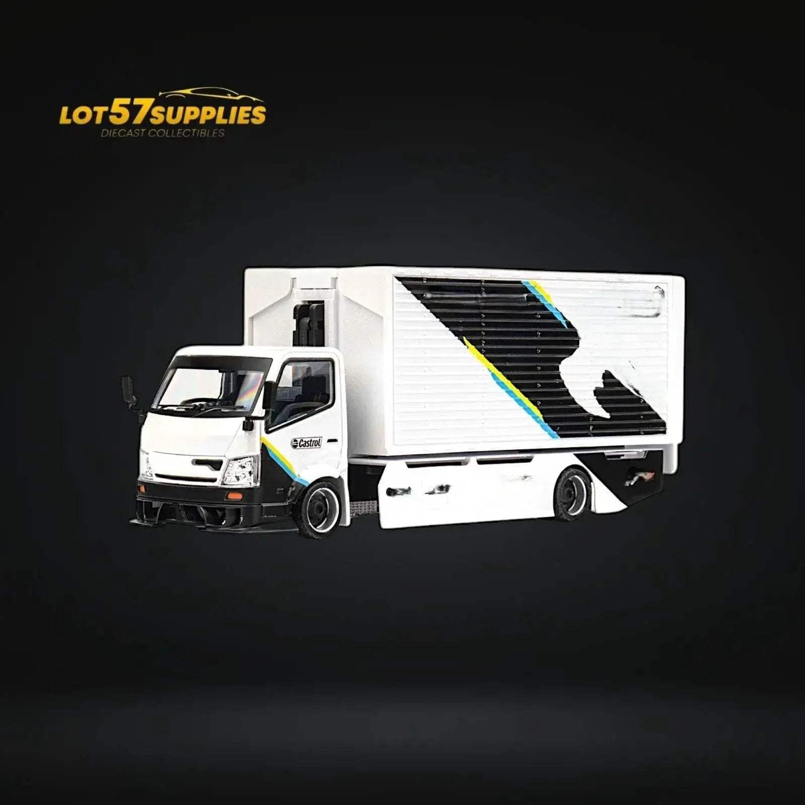 MicroTurbo HINO 300 Custom Box Truck White - Black Livery 1:64 - ToylandEU