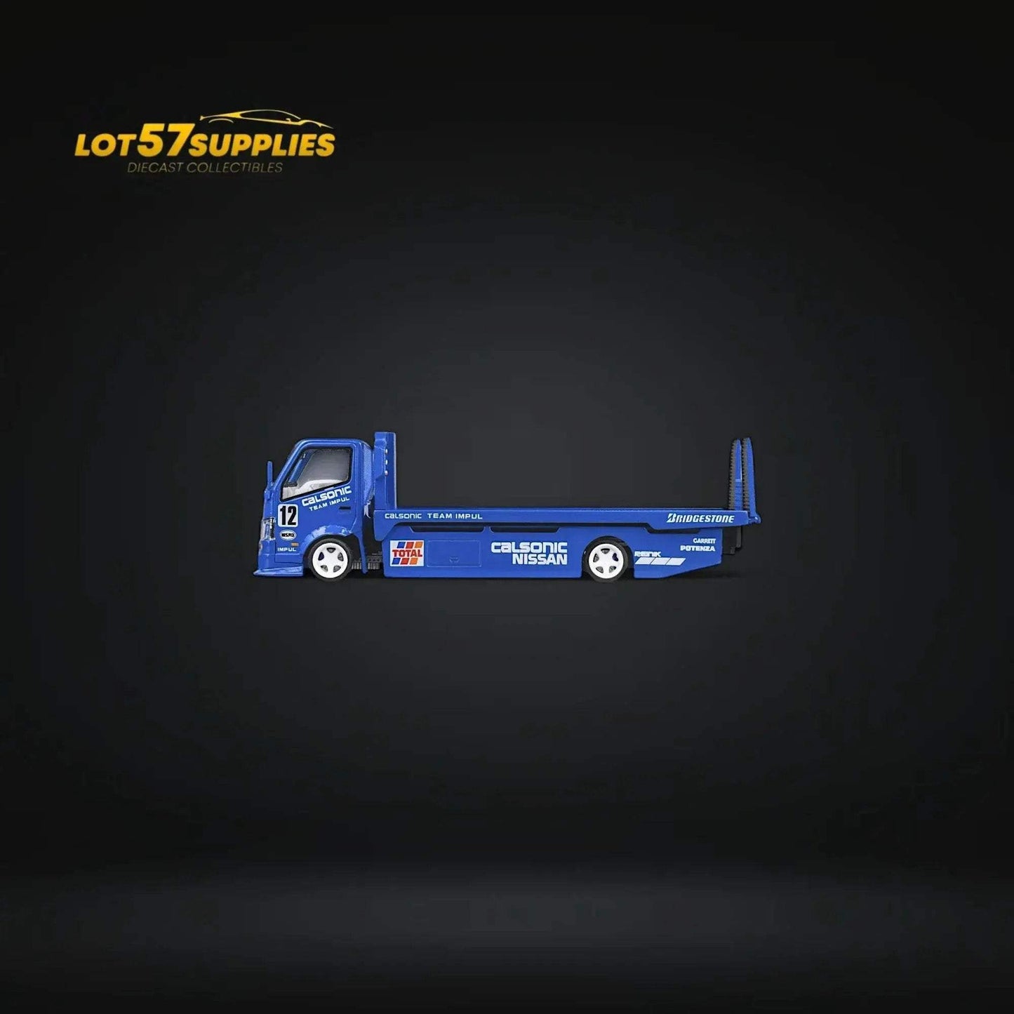 MicroTurbo HINO 300 Custom Truck Flatbed Blue Calsonic Livery 1:64 - ToylandEU