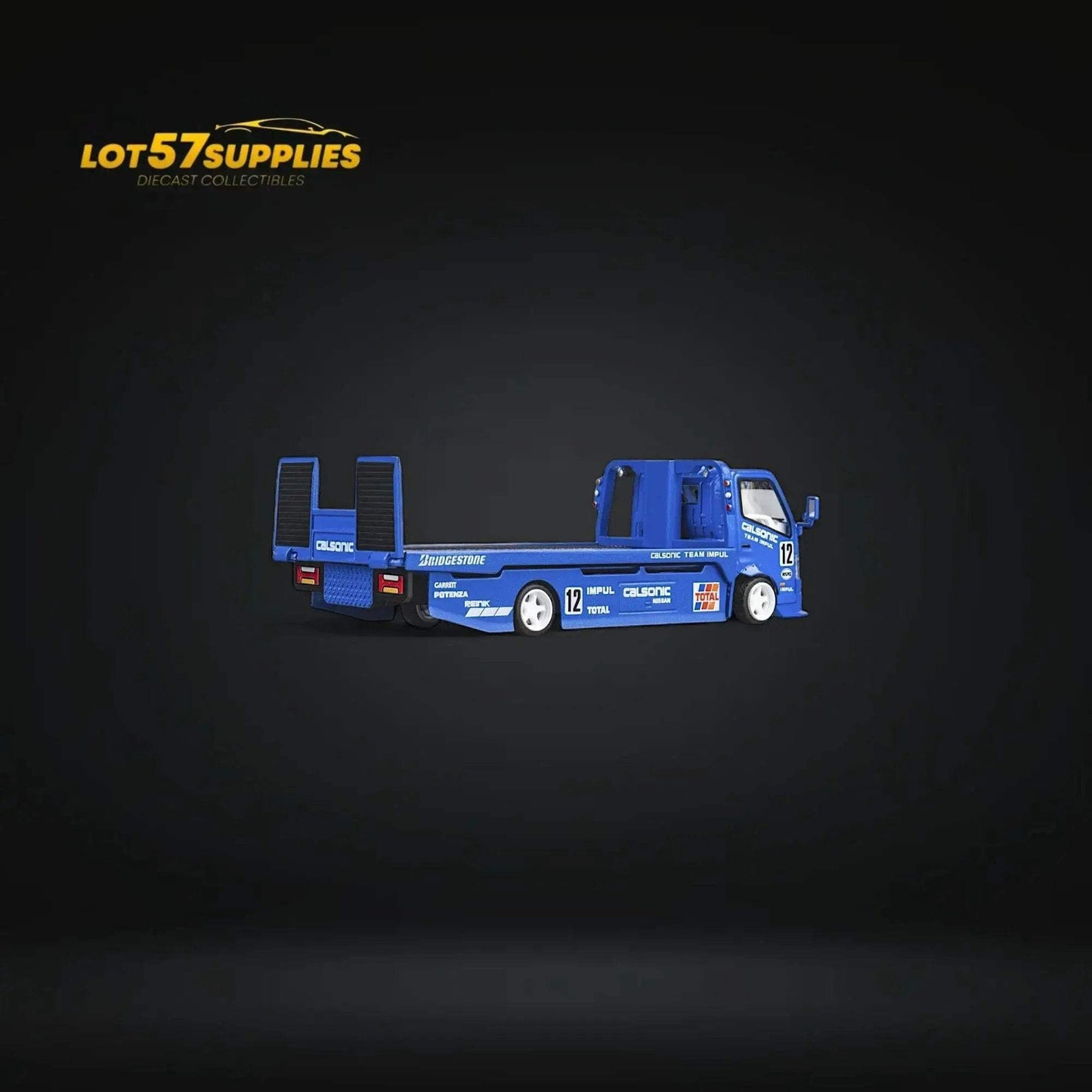 MicroTurbo HINO 300 Custom Truck Flatbed Blue Calsonic Livery 1:64 - ToylandEU