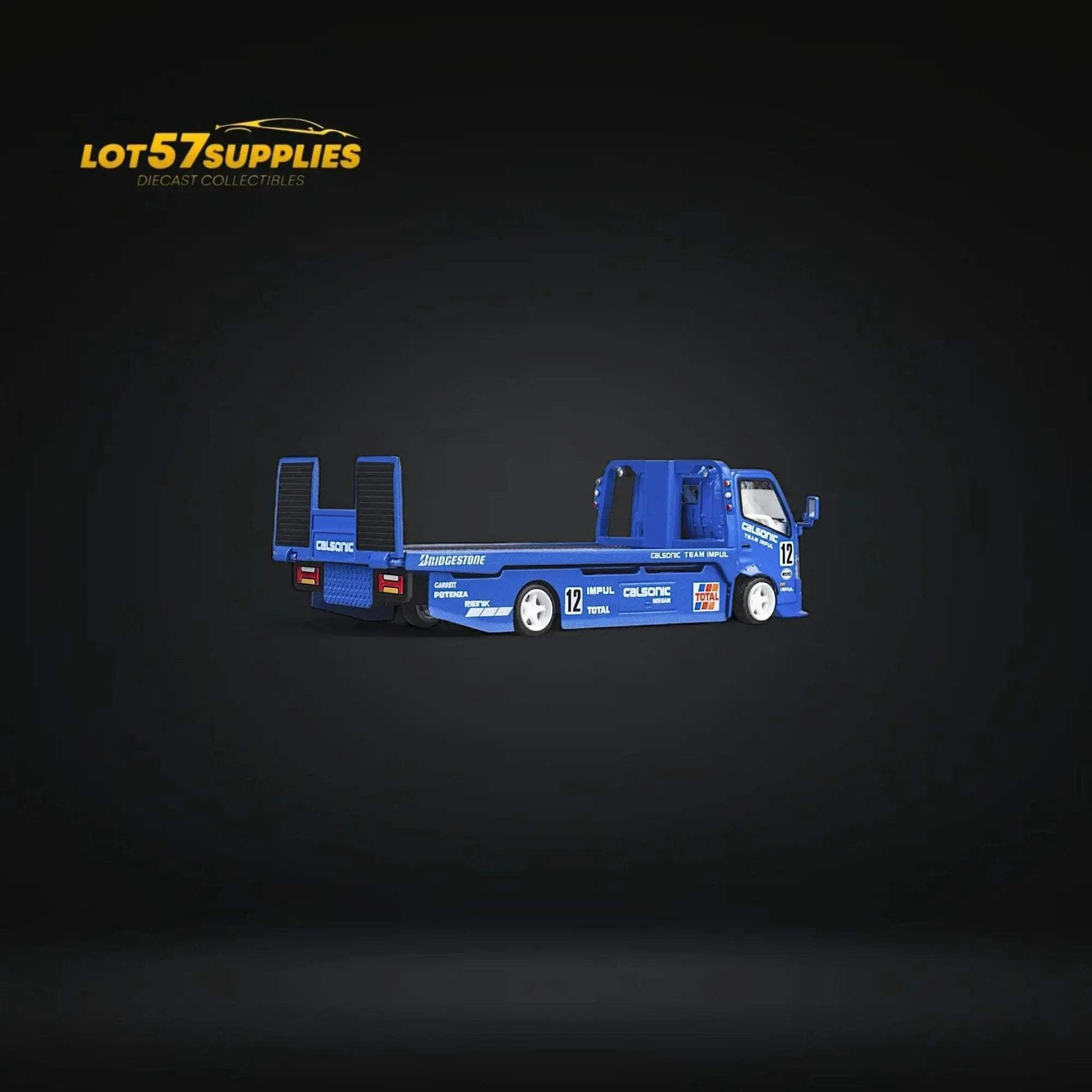 MicroTurbo HINO 300 Custom Truck Flatbed Blue Calsonic Livery 1:64 - ToylandEU