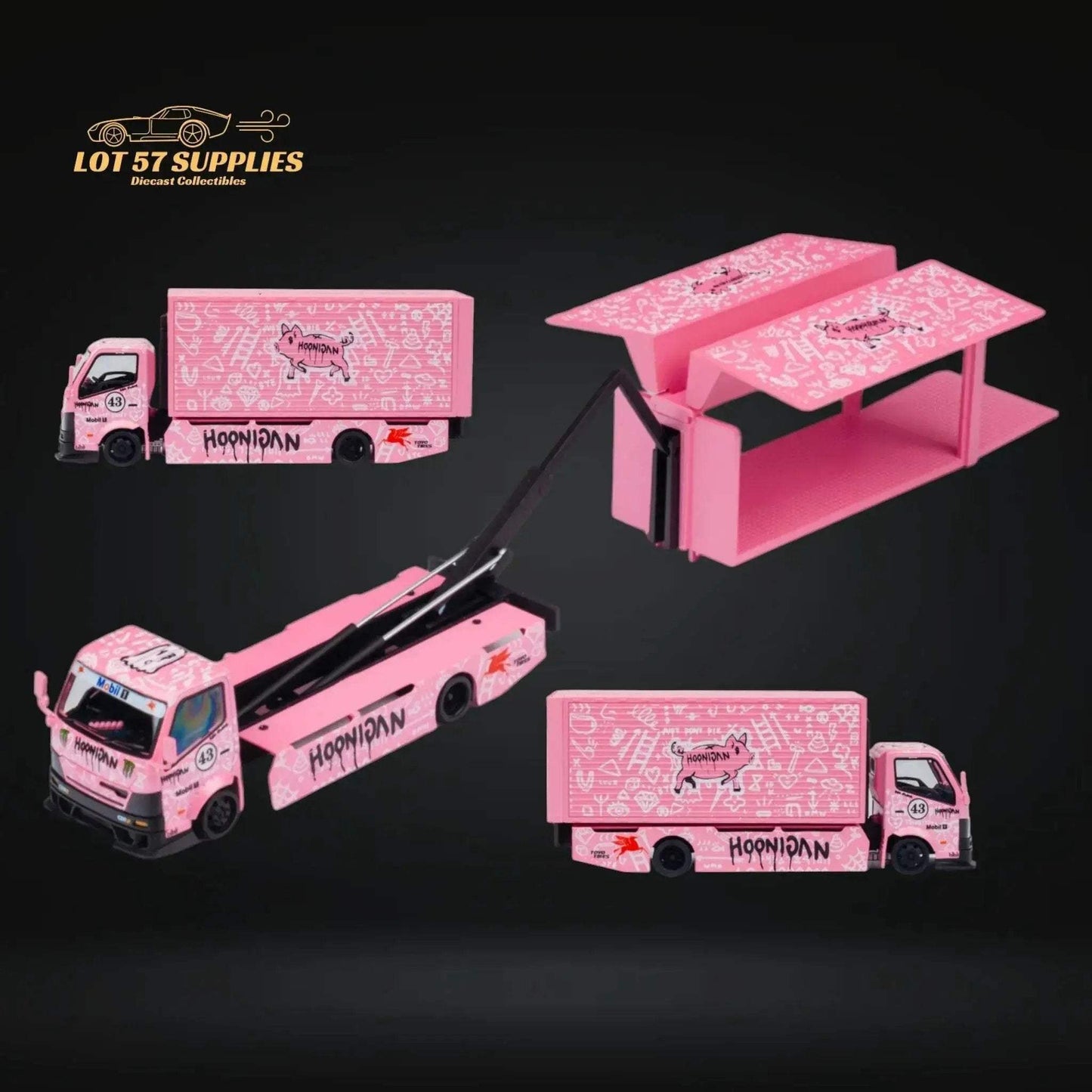 MicroTurbo HINO 300 Custom Box Truck in Pink #43 Livery 1:64 MT6404B5 - ToylandEU