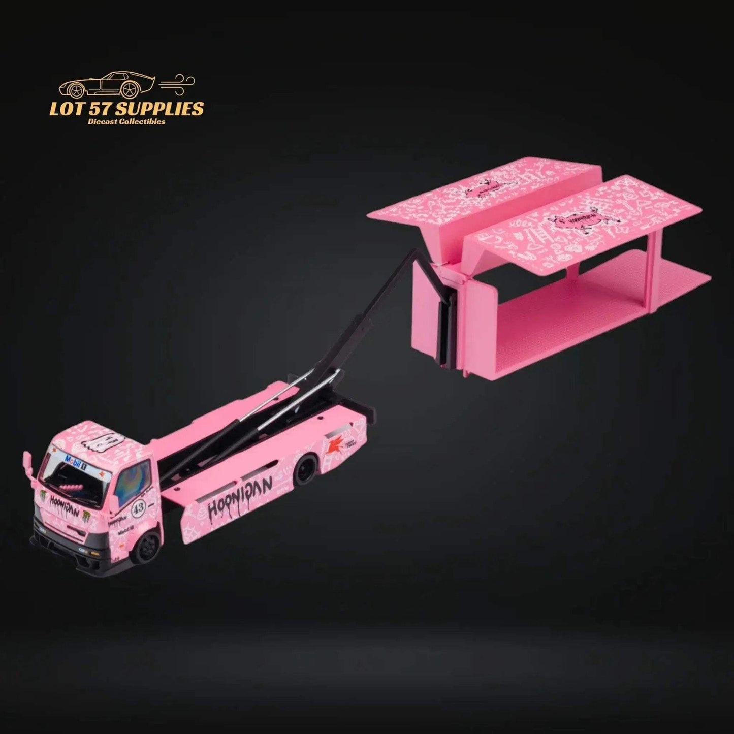 MicroTurbo HINO 300 Custom Box Truck in Pink #43 Livery 1:64 MT6404B5 - ToylandEU