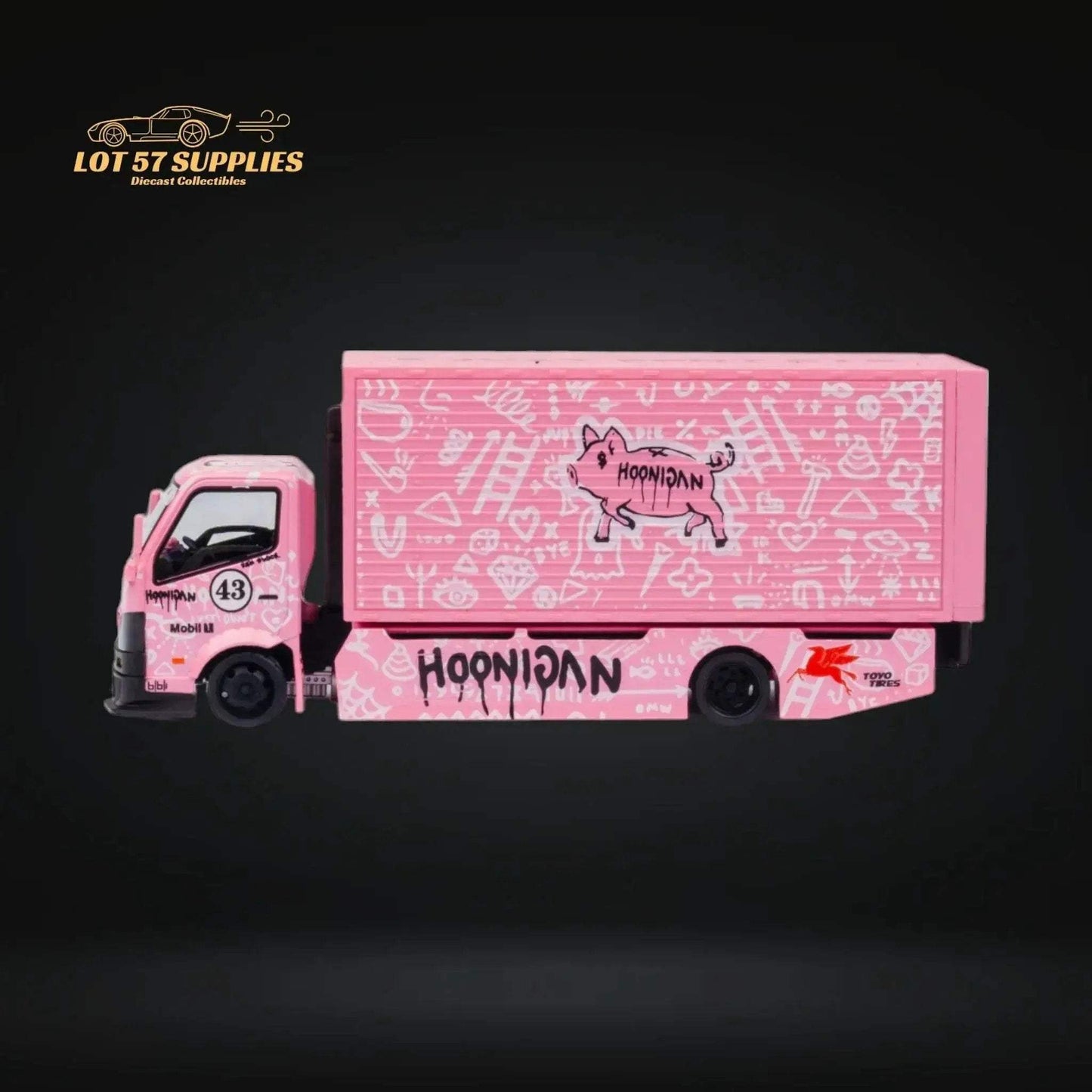 MicroTurbo HINO 300 Custom Box Truck in Pink #43 Livery 1:64 MT6404B5 - ToylandEU