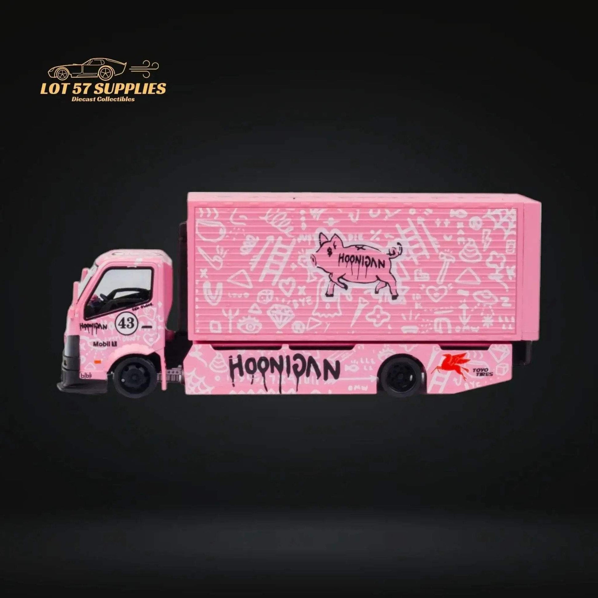 MicroTurbo HINO 300 Custom Box Truck in Pink #43 Livery 1:64 MT6404B5 - ToylandEU