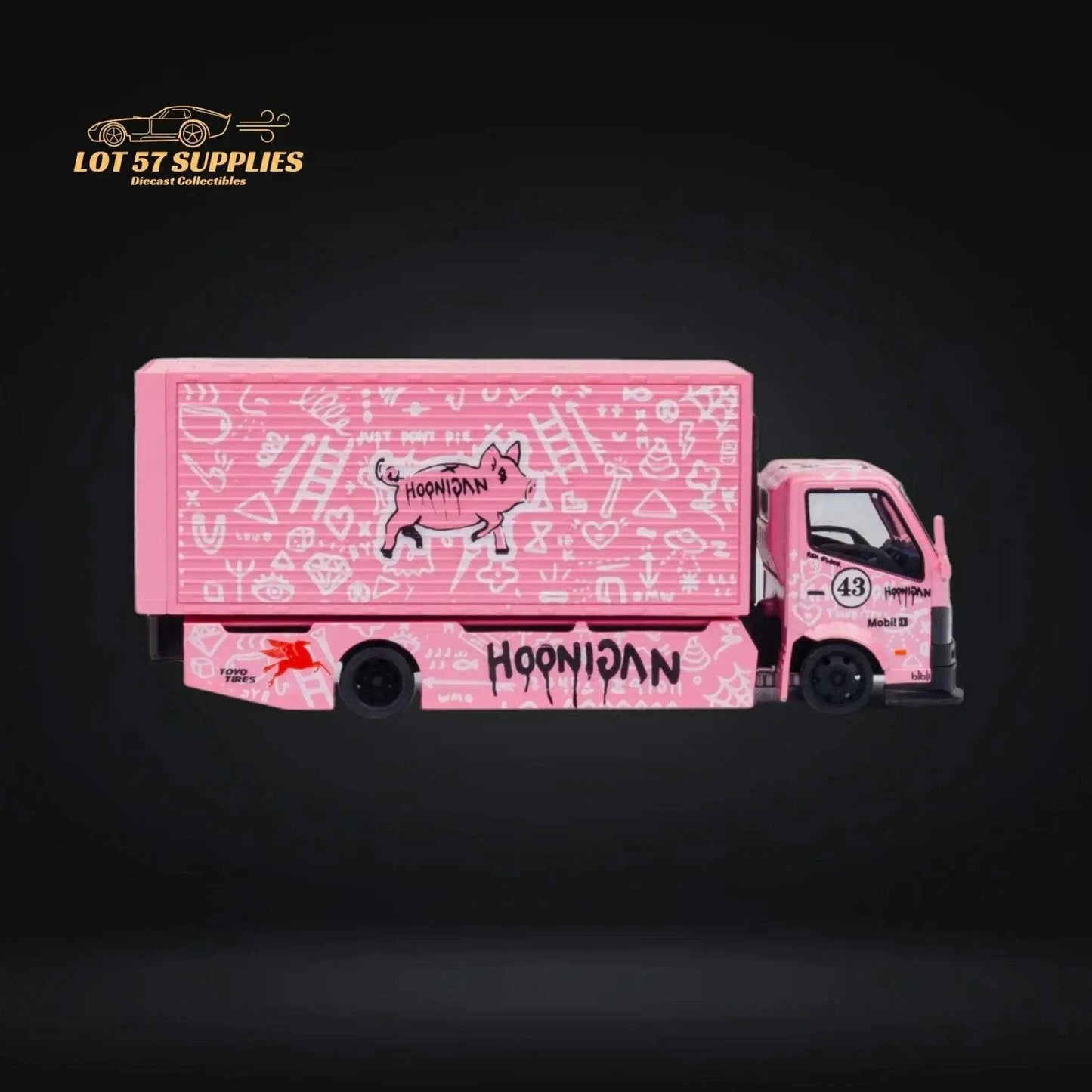 MicroTurbo HINO 300 Custom Box Truck in Pink #43 Livery 1:64 MT6404B5 - ToylandEU
