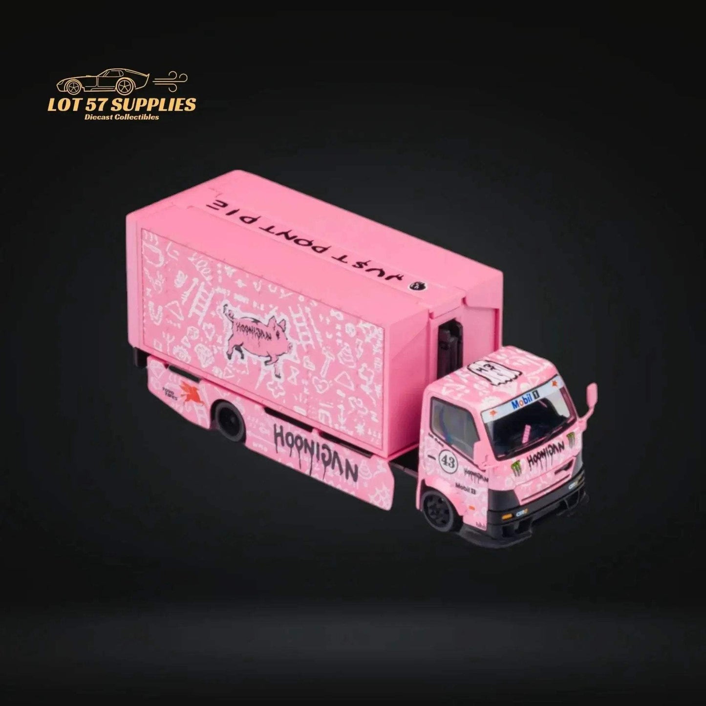 MicroTurbo HINO 300 Custom Box Truck in Pink #43 Livery 1:64 MT6404B5 - ToylandEU