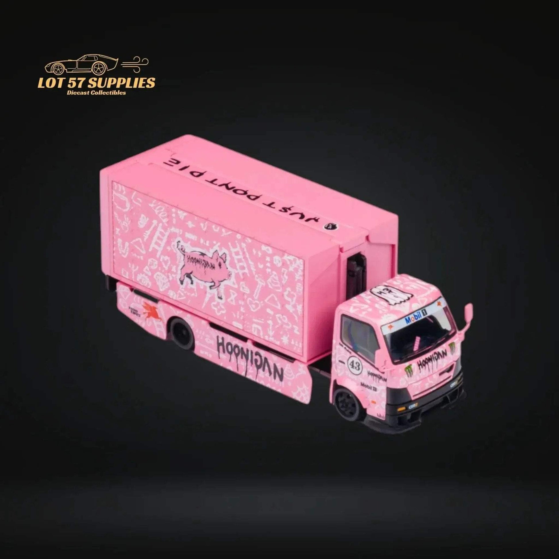 MicroTurbo HINO 300 Custom Box Truck in Pink #43 Livery 1:64 MT6404B5 - ToylandEU