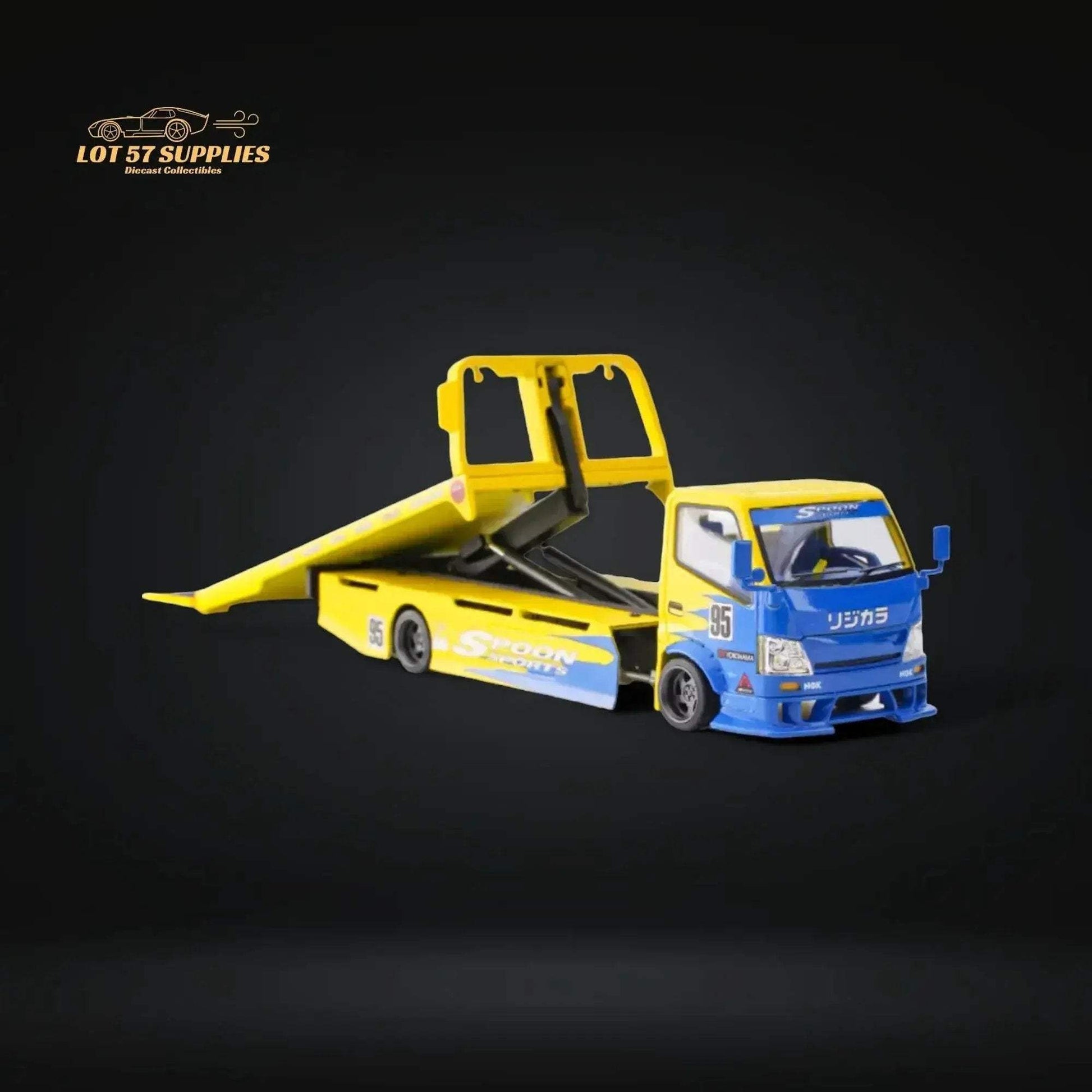 MicroTurbo HINO 300 Custom Flatbed Tow Truck Spoon Livery 1:64 - ToylandEU