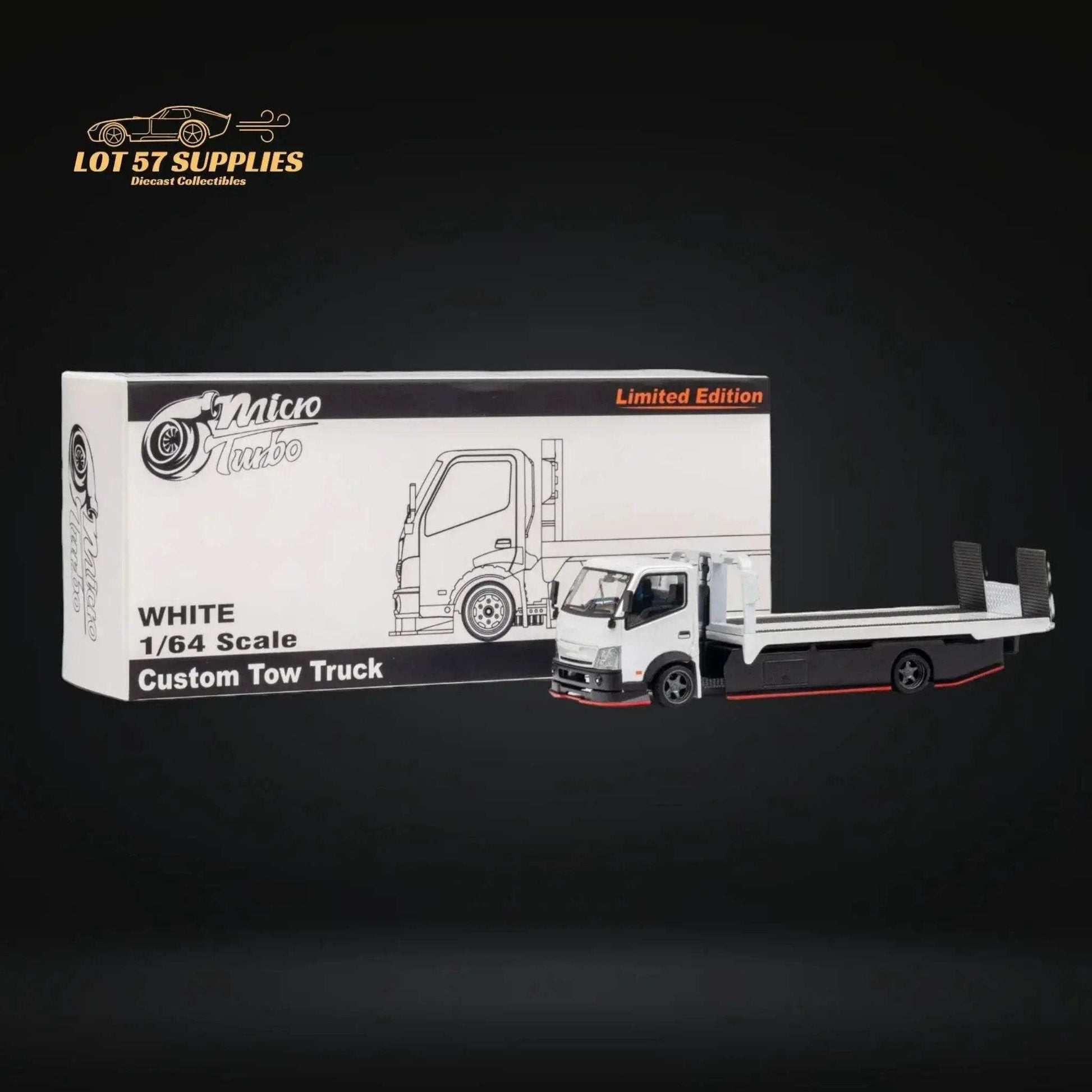 MicroTurbo HINO 300 Custom Flatbed Truck in White 1:64 MT6405A6 - ToylandEU
