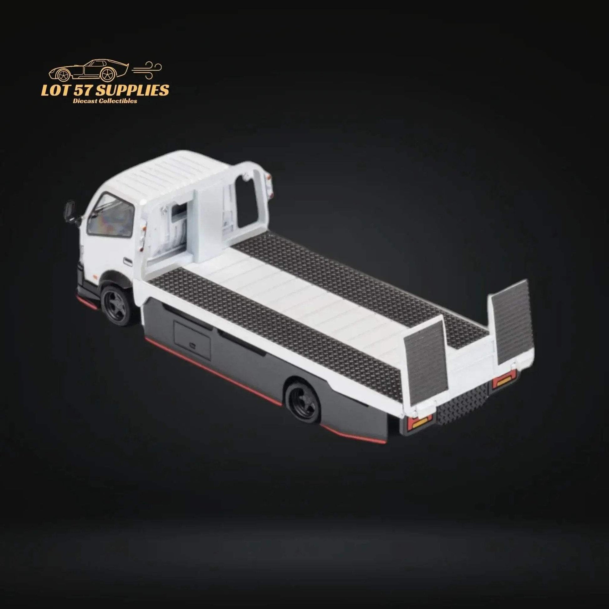 MicroTurbo HINO 300 Custom Flatbed Truck in White 1:64 MT6405A6 - ToylandEU