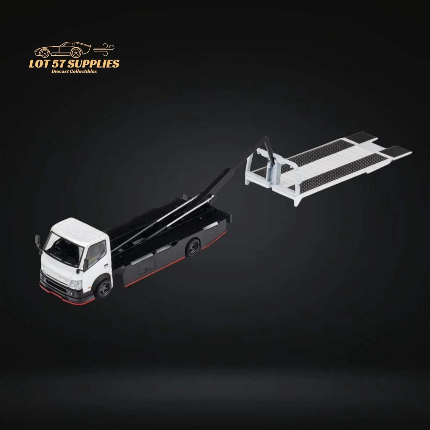 MicroTurbo HINO 300 Custom Flatbed Truck in White 1:64 MT6405A6 - ToylandEU