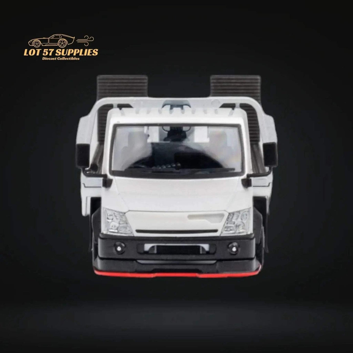 MicroTurbo HINO 300 Custom Flatbed Truck in White 1:64 MT6405A6 - ToylandEU