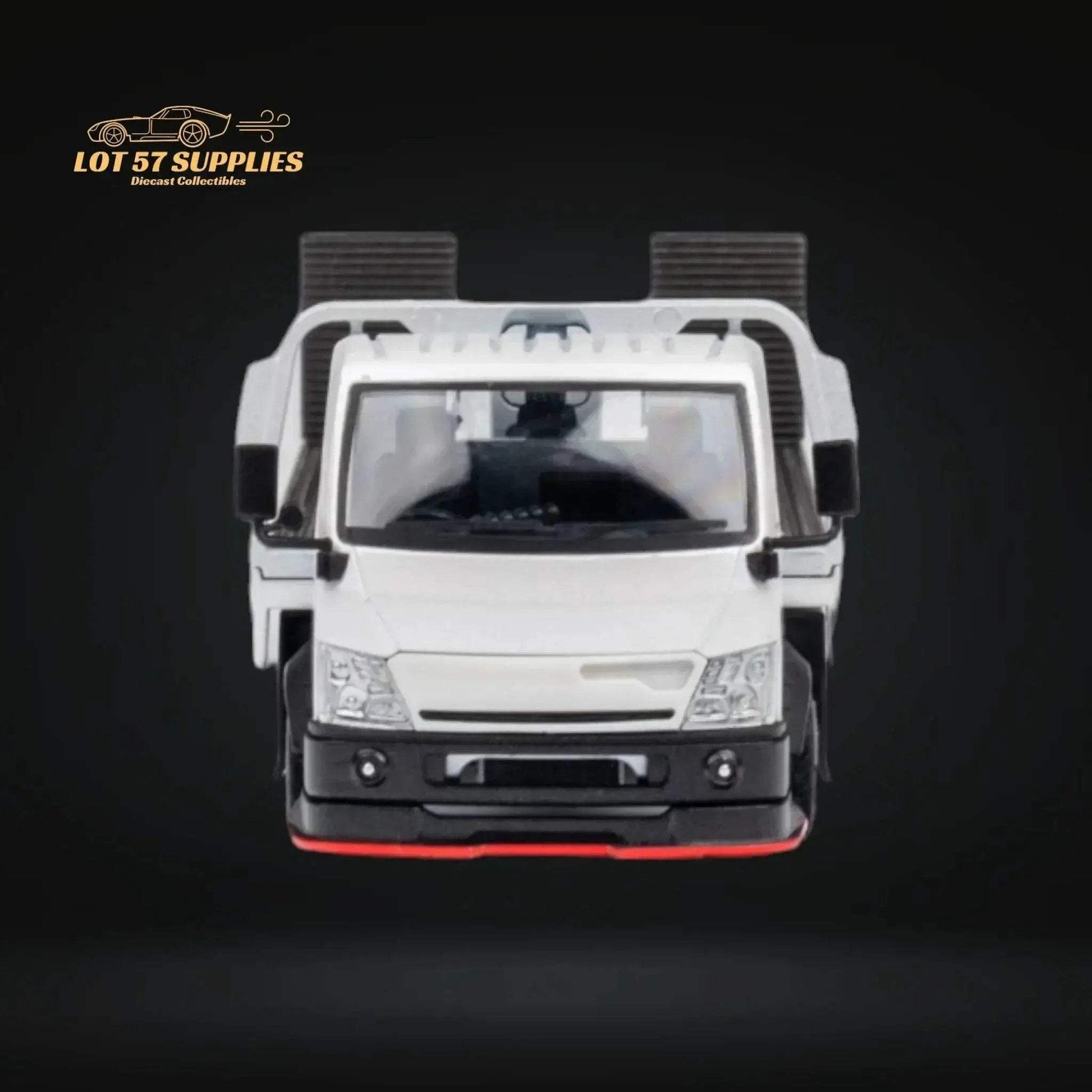 MicroTurbo HINO 300 Custom Flatbed Truck in White 1:64 MT6405A6 - ToylandEU