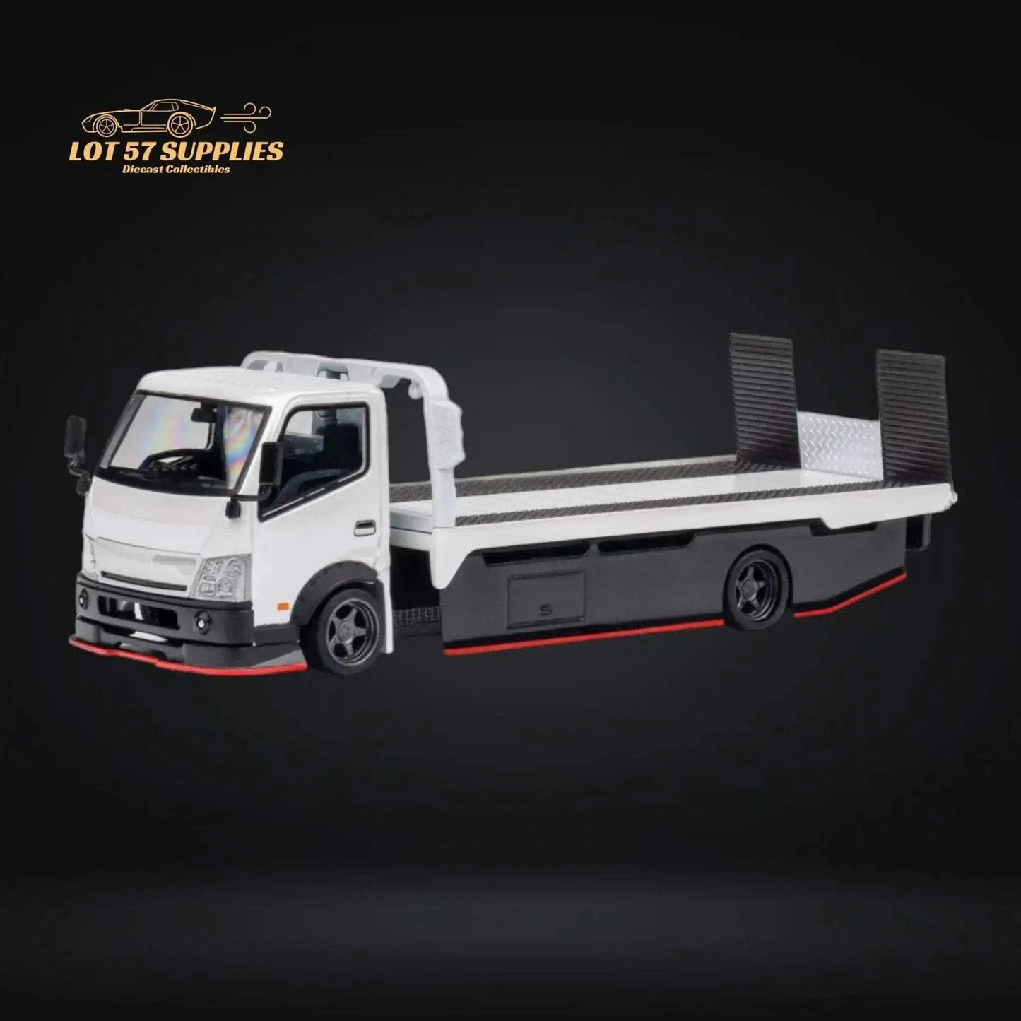 MicroTurbo HINO 300 Custom Flatbed Truck in White 1:64 MT6405A6 - ToylandEU