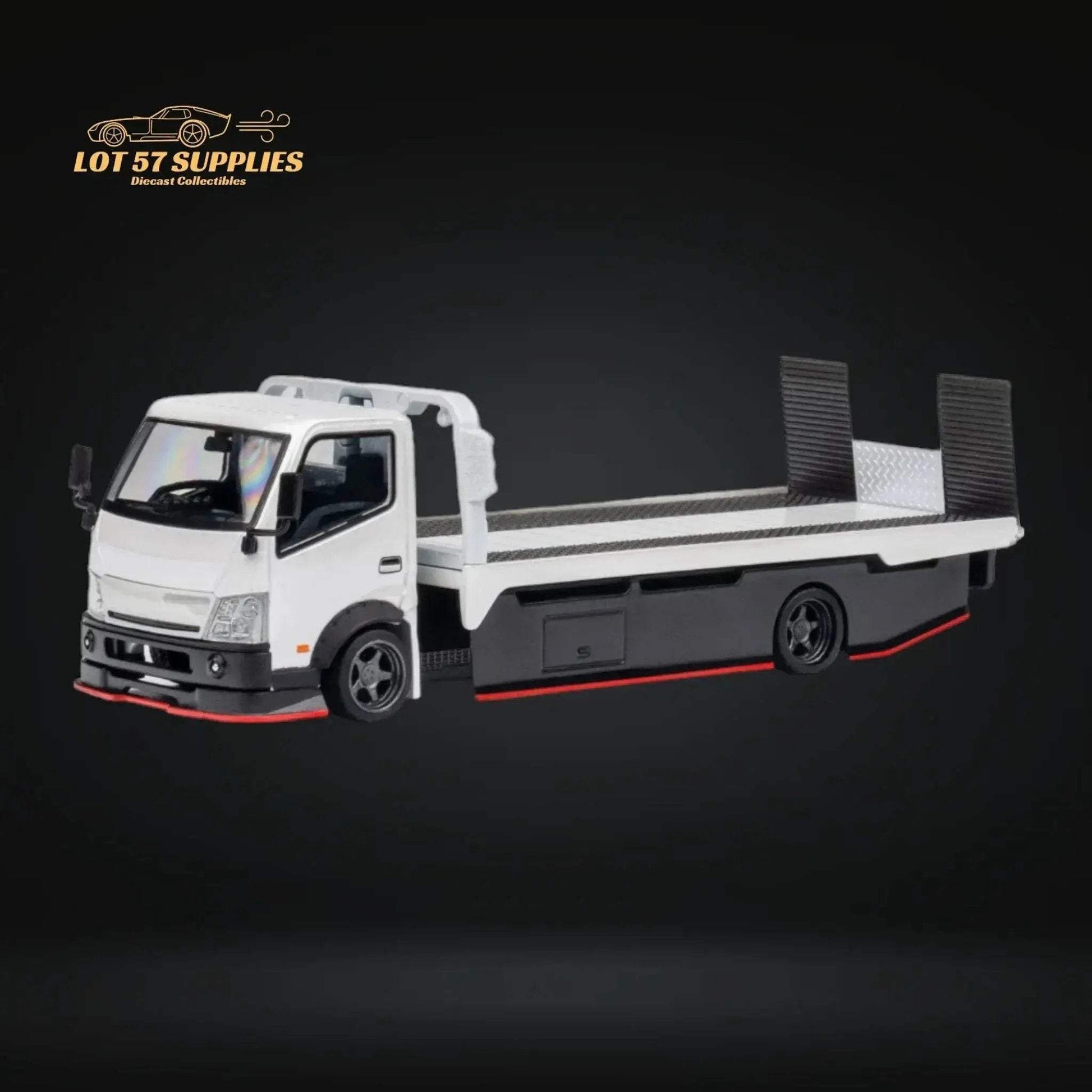MicroTurbo HINO 300 Custom Flatbed Truck in White 1:64 MT6405A6 - ToylandEU